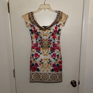 Floral mini off the shoulder dress